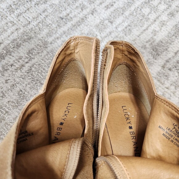Lucky Brand womens Yakeena brown suede wedge bootie boot size 7.5 - Picture 9 of 11